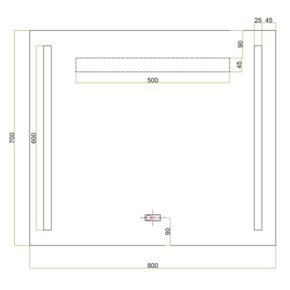 EBS Urban Zrcadlo 80 x 70 cm s LED osvětlením a dotykovým senzorem
