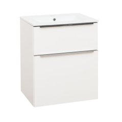 EBS Nevio Skříňka a keramické umyvadlo Slim 61 cm, bílá lesklá