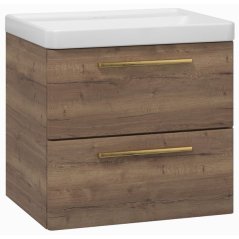 EBS Urban Skříňka s umyvadlem 61cm, dub Halifax/madlo zlatá kartáčovaná