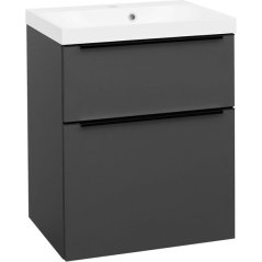 EBS Nevio B Skříňka s černým úchytem + umyvadlo 61 cm, antracitově šedá