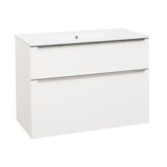 EBS Nevio Skříňka a keramické umyvadlo Slim 101 cm, bílá lesklá