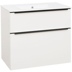 EBS Nevio B Skříňka s černým úchytem + umyvadlo Slim 81 cm, bílá lesklá