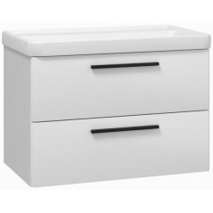 EBS Urban Skříňka s umyvadlem 80cm, bílá lesk/madlo černá mat