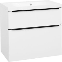 EBS Nevio B Skříňka s černým úchytem + umyvadlo 81 cm, bílá lesklá