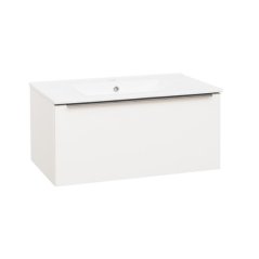 EBS Nevio Skříňka a keramické umyvadlo Slim 81 cm, 1 zásuvka, bílá lesklá