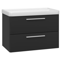 EBS Urban Skříňka s umyvadlem 81 cm, černá mat/madlo bíla mat