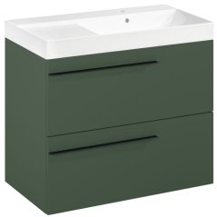 EBS Ardo Skříňka s umyvadlem 80 cm, P, lesní zelená mat, madlo černá mat