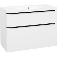 EBS Nevio B Skříňka s černým úchytem + umyvadlo 101 cm, bílá lesklá