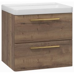 EBS Urban Skříňka s umyvadlem 60cm, dub Halifax/madlo bronz