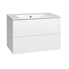 EBS KUBA Skříňka + keramické umyvadlo Slim, 81 cm, bílá lesklá