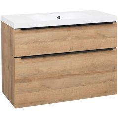 EBS Nevio B Skříňka s černým úchytem + umyvadlo 101 cm, dub Riviera