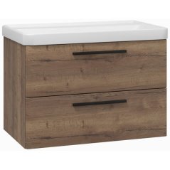 EBS Urban Skříňka s umyvadlem 80cm, dub Halifax/madlo černá