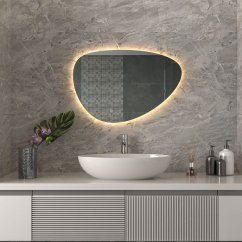 EBS Pluto Asymetrické zrcadlo 80x55 cm s LED podsvícením na dotykové tlačítko