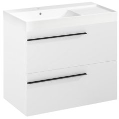 EBS Ardo Skříňka s umyvadlem 80 cm, L, bílá mat, madlo černá mat