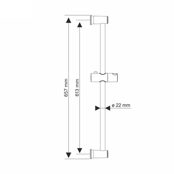 EBS Sprchová tyč 60 cm, hranaté úchyty, chrom