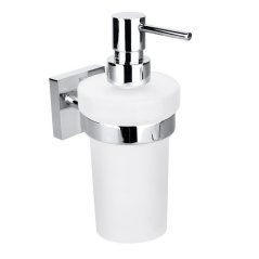 EBS Round Square Dávkovač tekutého mýdla, chrom/matné sklo
