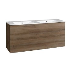 EBS KUBA Skříňka + keramické umyvadlo Slim 121 cm, dub halifax