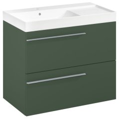 EBS Ardo Skříňka s umyvadlem 80 cm, L, lesní zelená mat, madlo chrom