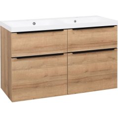 EBS Nevio B Skříňka s černým úchytem + umyvadlo 121 cm, dub Riviera