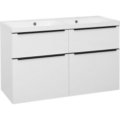 EBS Nevio B Skříňka s černým úchytem + umyvadlo 121 cm, bílá lesklá