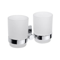 EBS Round Square Dvojitý držák kartáčků, chrom/matné sklo