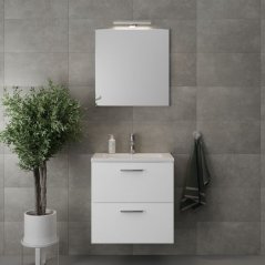 EBS Tami Skříňka s umyvadlem 60 cm, zrcadlem a osvětlením, bílá lesk