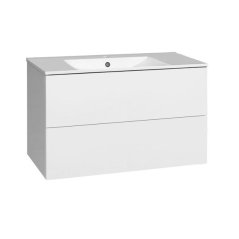 EBS KUBA Skříňka + keramické umyvadlo slim 101 cm, bílá lesklá