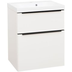 EBS Nevio B Skříňka s černým úchytem + umyvadlo 61 cm, bílá lesklá
