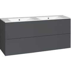 EBS KUBA Skříňka + keramické umyvadlo Slim 121 cm, antracitově šedá