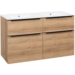 EBS Nevio B Skříňka s černým úchytem + umyvadlo Slim 121 cm, dub Riviera