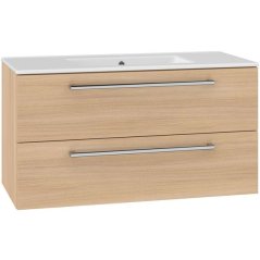 EBS Pure Skříňka s keramickým umyvadlem slim 101 cm, dub sand barbera