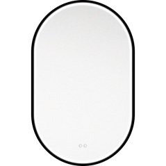 EBS Emilia Oválné zrcadlo 50 x 80 cm s LED osvětlením a senzorem, černá rám