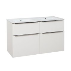 EBS Nevio Skříňka a keramické umyvadlo Slim 121 cm, bílá lesklá