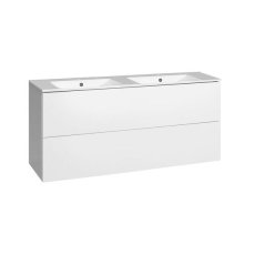 EBS KUBA Skříňka + keramické umyvadlo Slim 121 cm, bílá lesklá