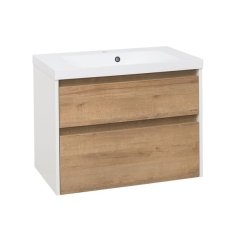 EBS Duomo Skříňka a umyvadlo 81 cm, bílá lesklá/dub Riviera