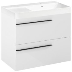 EBS Ardo Skříňka s umyvadlem 80 cm, P, bílá lesk, madlo černá mat