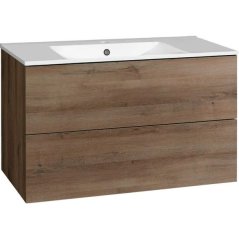 EBS KUBA Skříňka + keramické umyvadlo Slim 101 cm, dub halifax