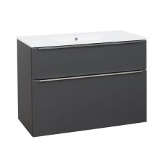 EBS Nevio Skříňka a keramické umyvadlo Slim 101 cm, antracitově šedá