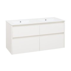 EBS Duomo Skříňka a keramické umyvadlo Slim 121 cm, bílá lesklá