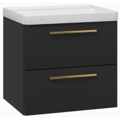 EBS Urban Skříňka s umyvadlem 61cm, černá mat/madlo zlatá kartáčovaná