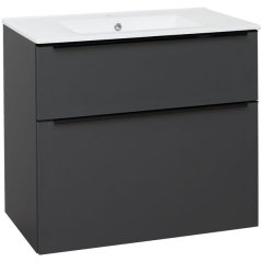 EBS Nevio B Skříňka s černým úchytem + umyvadlo Slim 81 cm, antracitově šedá