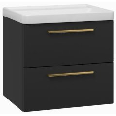 EBS Urban Skříňka s umyvadlem 61cm, černá mat/madlo zlatá kartáčovaná