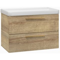 EBS Urban Skříňka s umyvadlem 80cm, dub Riviera/madlo bronz