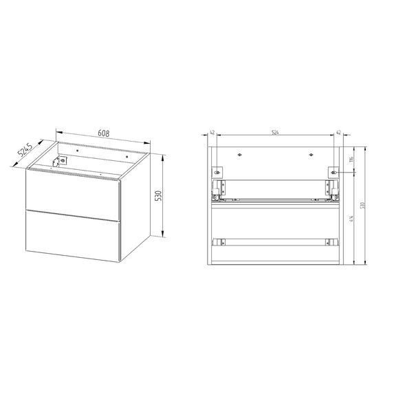 EBS Dana Skříňka pod desku 60,8 x 52,4 cm, antracitově šedá