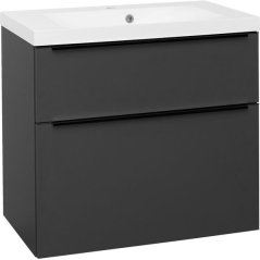 EBS Nevio B Skříňka s černým úchytem + umyvadlo 81 cm, antracitově šedá