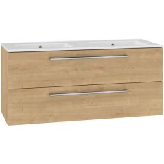 EBS Pure Skříňka s keramickým dvojumyvadlem slim 121 cm, dub Arlington