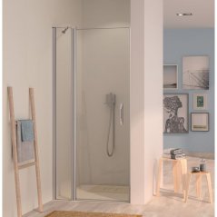 EBS Urbanis Pantové dveře 80 cm s pevným segmentem, stříbrná lesk/čiré sklo