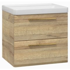 EBS Urban Skříňka s umyvadlem 61cm, dub Riviera/madlo zlatá kartáčovaná