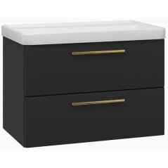 EBS Urban Skříňka s umyvadlem 80cm, černá mat/madlo bronz