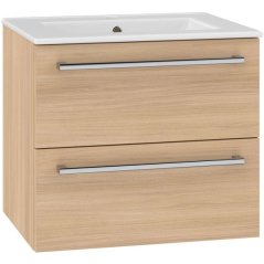 EBS Pure Skříňka s keramickým umyvadlem slim 61 cm, dub sand barbera